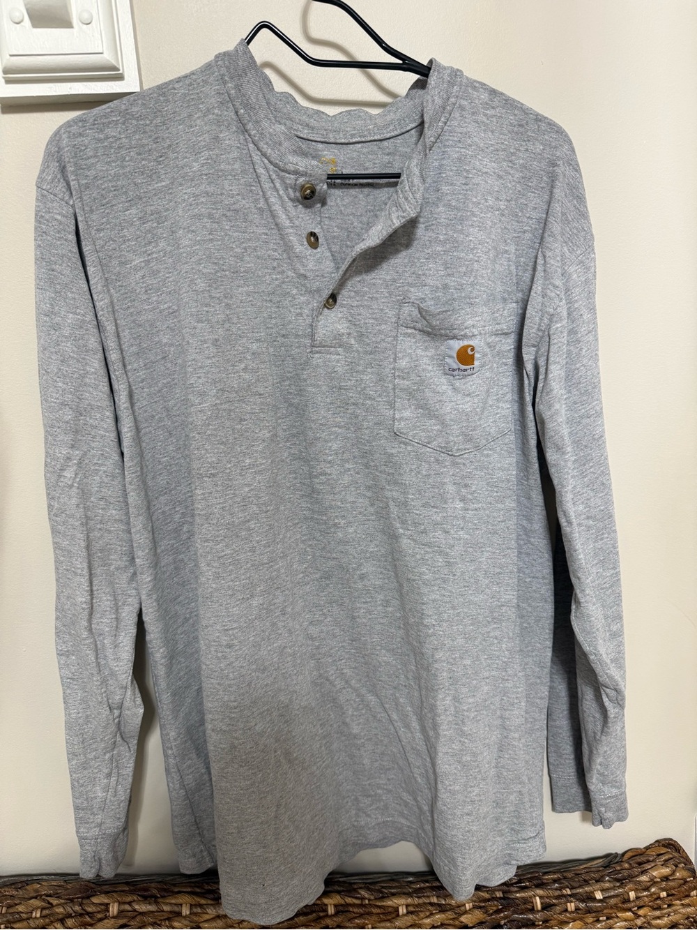 Carhartt Gray Long-Sleeve Henley with Pocket